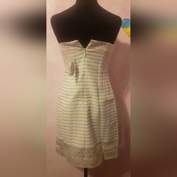 Lilly Pulitzer Strapless Blue and Cream Dress - Picture 3 of 5